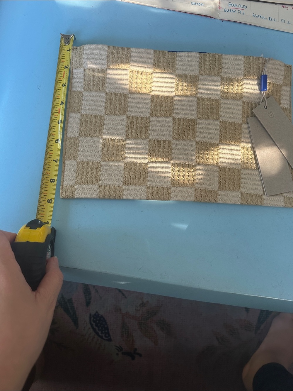 Rothy's Checkerboard Knit Clutch - Cream & Tan - Picture 2 of 5